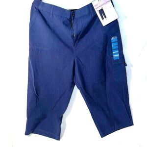 Gloria Vanderbilt Women's XL Beige Cargo Capri Pants Rib Waist Casual - NWT